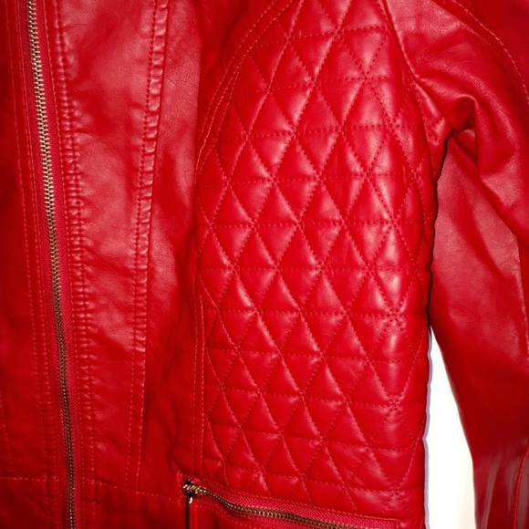 NY&C Red & Gold Faux Leather Jacket NWT - Picture 3 of 8